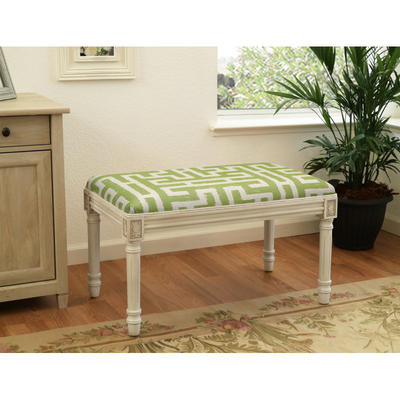 Ordaz Linen Blend Upholstered Bench, Chartreuse Green