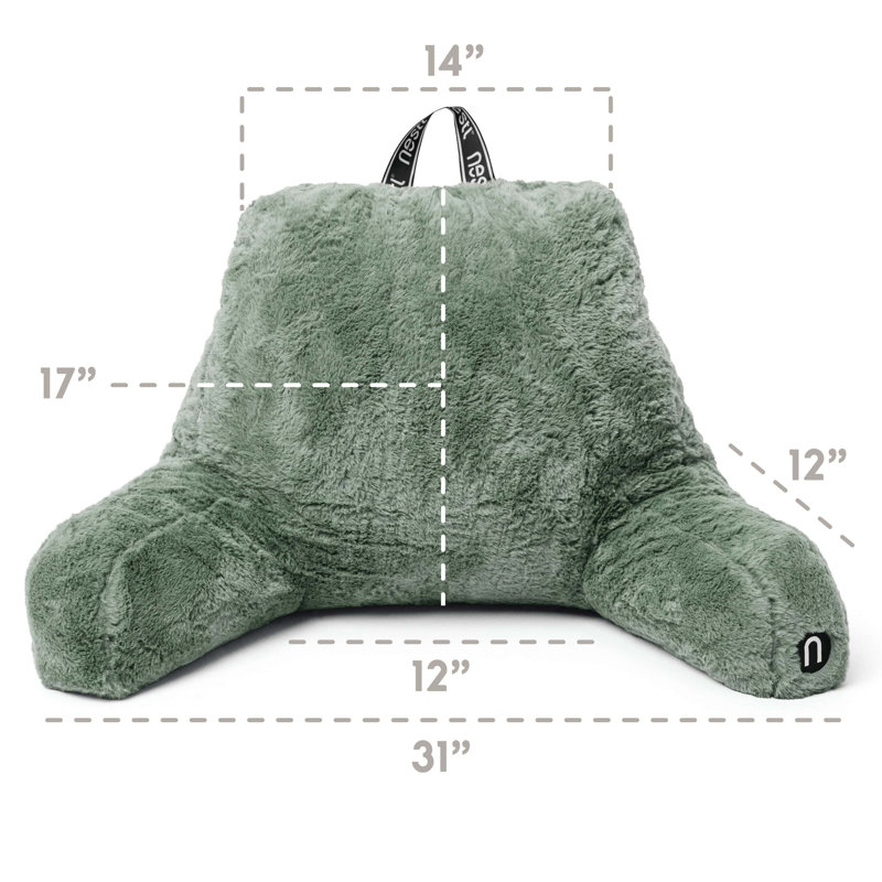 Coussin de dossier en fausse fourrure, Vert sauge