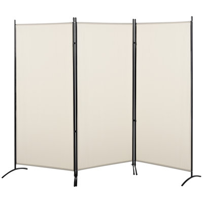 Paravent 3 panneaux HOMcom, écran d'intimité pour la maison, beige