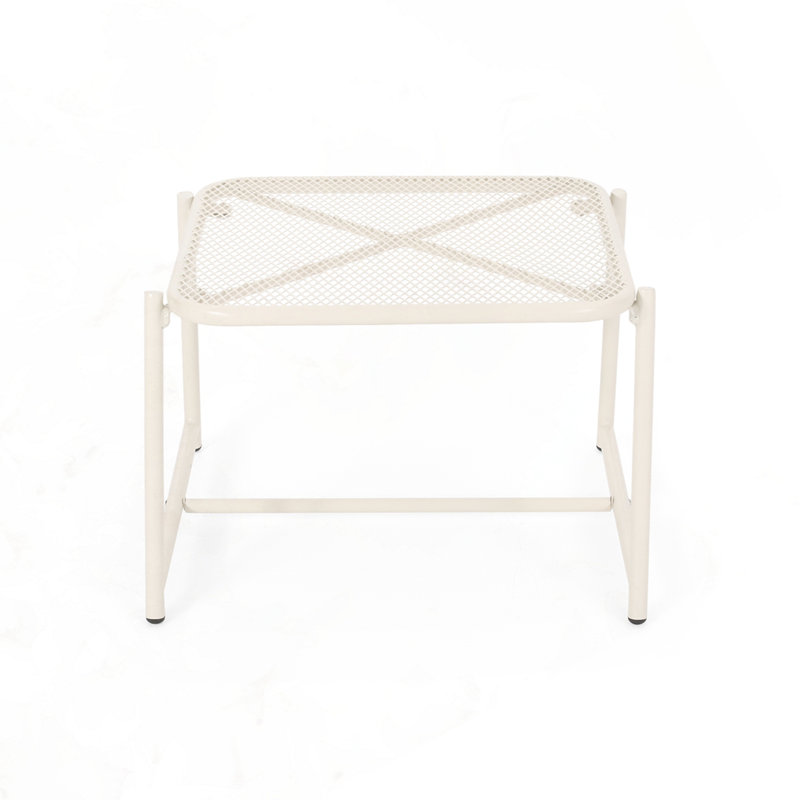 Outdoor Patio Side Table, 13.25" H x 18" W x 19.5" D, Matte White