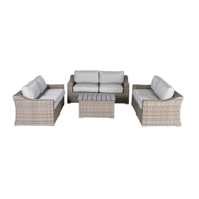 Ensemble 7 pièces de canapé de patio en osier avec coussins 7 pièces confortablement assemblés