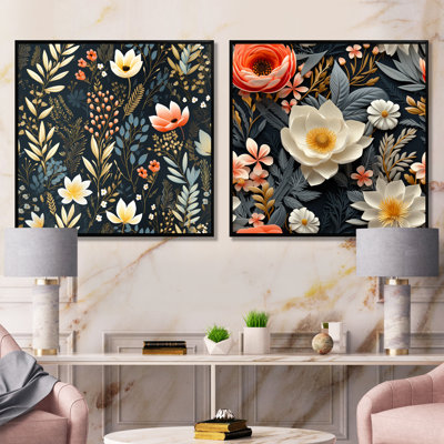 Bedard - Ensemble de salon mural floral 2 pièces