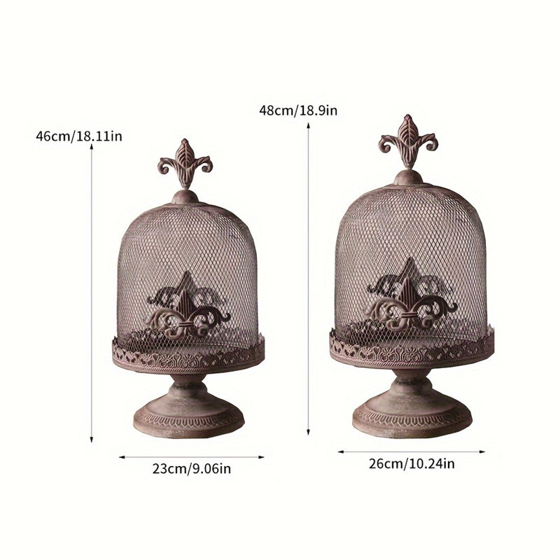 Rustic French Iron Birdcage-Style Candle Holder Set