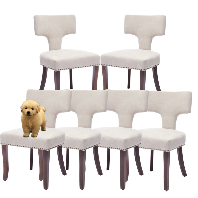 Ensemble de 6 chaises de salle à manger rembourrées T-Back, Beige