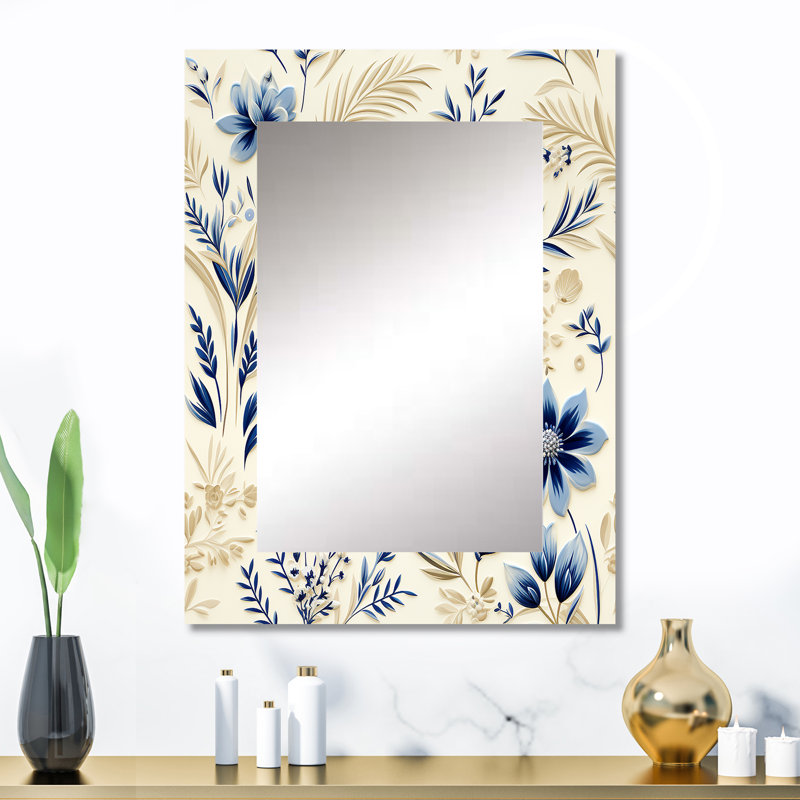 Motif de fleurs Cludia Coastal Neutrals - miroir décoratif boho, 32 po x 24 po