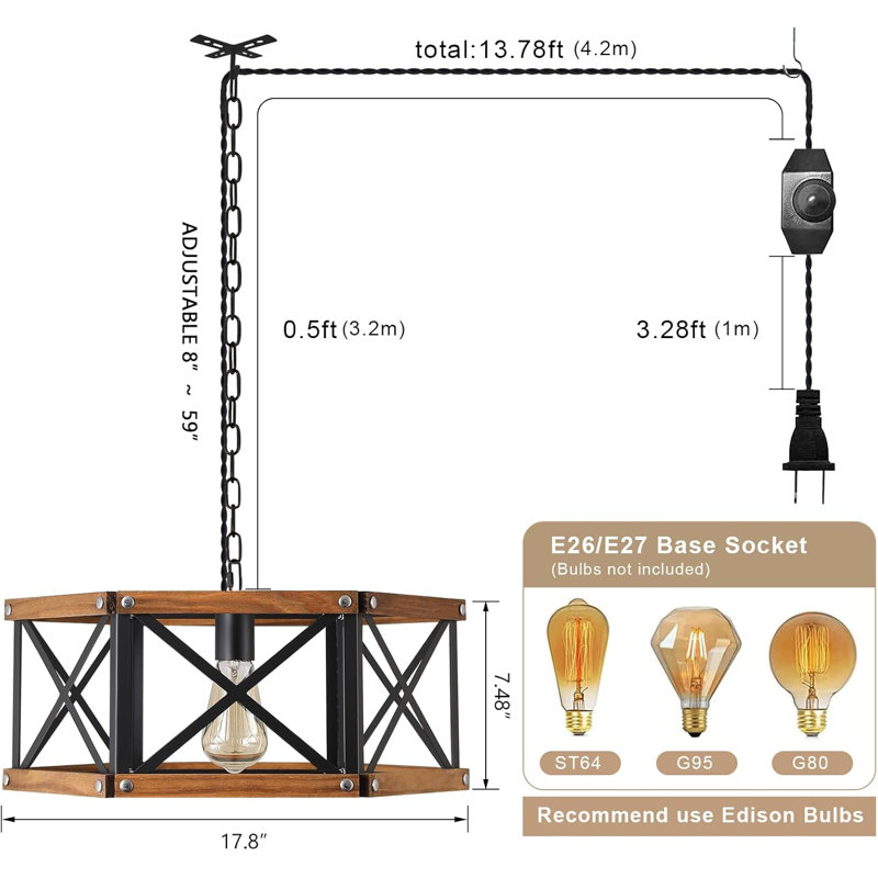 Luminaire suspendu avec chaîne réglable Farmhouse