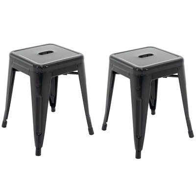 Tabourets de comptoir en métal 18 pouces, tabourets de classe empilables, chaises de salle à manger en métal sans dossier pour l'intérieur et l'extérieur, tabourets de bar de cuisine (ensemble de 2)