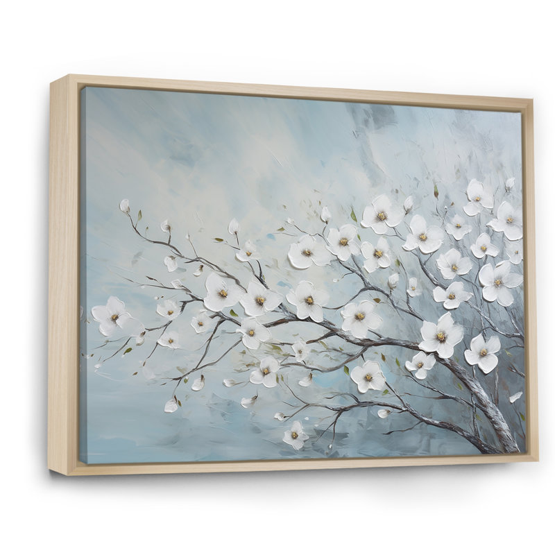 Cornouiller et fleurs, Cadre naturel flottant, H 12 po x l 20 po x P 0,5 po
