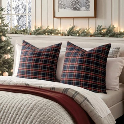 Housses de coussin de Noël écossais tartan écossais 16 x 16 bleu