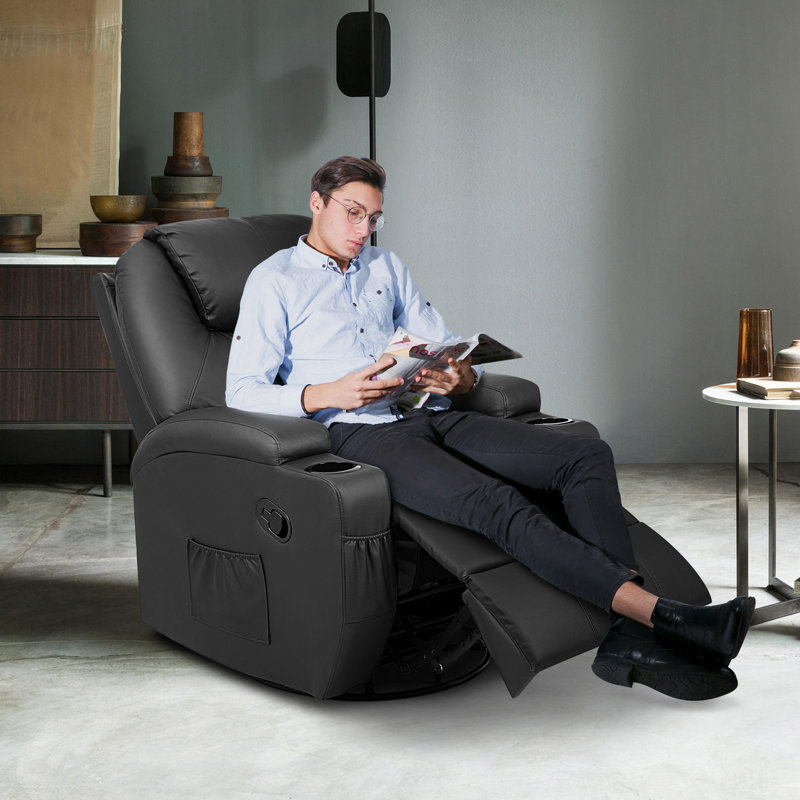 Fauteuil de massage en faux cuir, Similicuir noir
