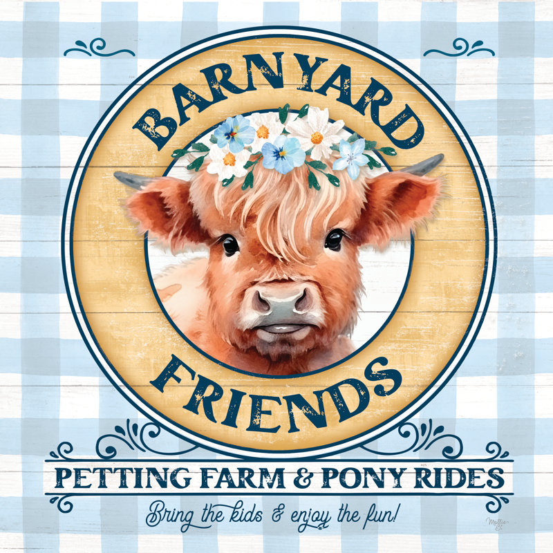 Barnyard Friends par Mollie B., H 20 po x l 20 po, Encadrement argenté
