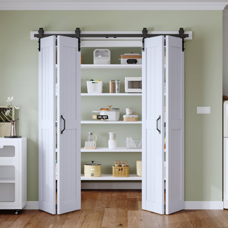 Porte pliante à panneaux en bois manufacturé avec quincaillerie d'installation, 72 po x 84 po, 4