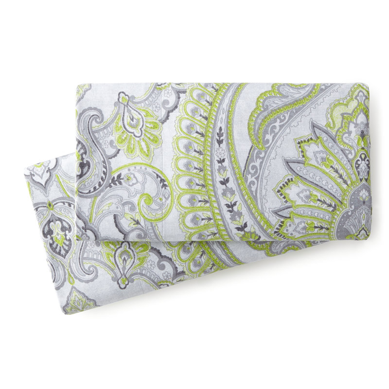 Hesson Paisley Microfiber Pillow Case, Queen Pillowcase, Green