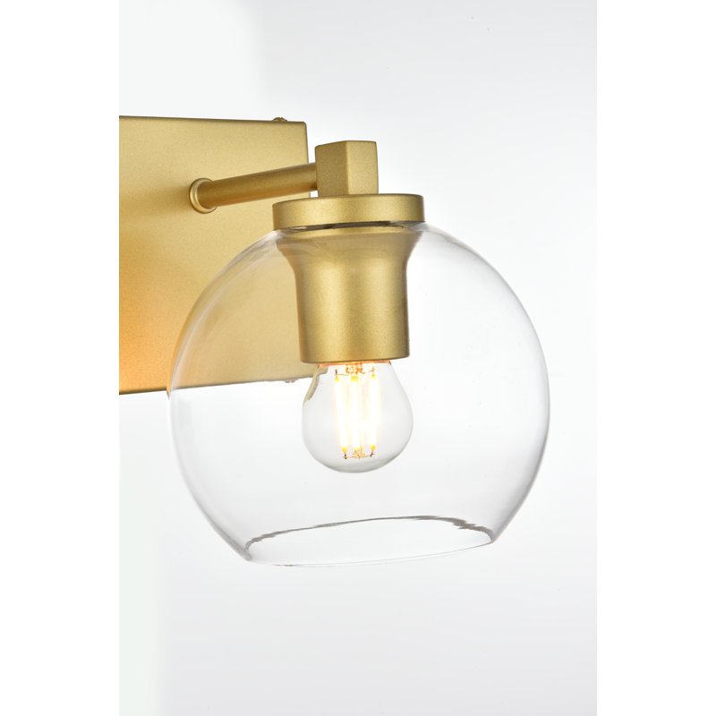 Éclairage de salle de bain à intensité variable Patrece, Laiton, Deux lumières, H 7 po x l 15 po x P 15 po