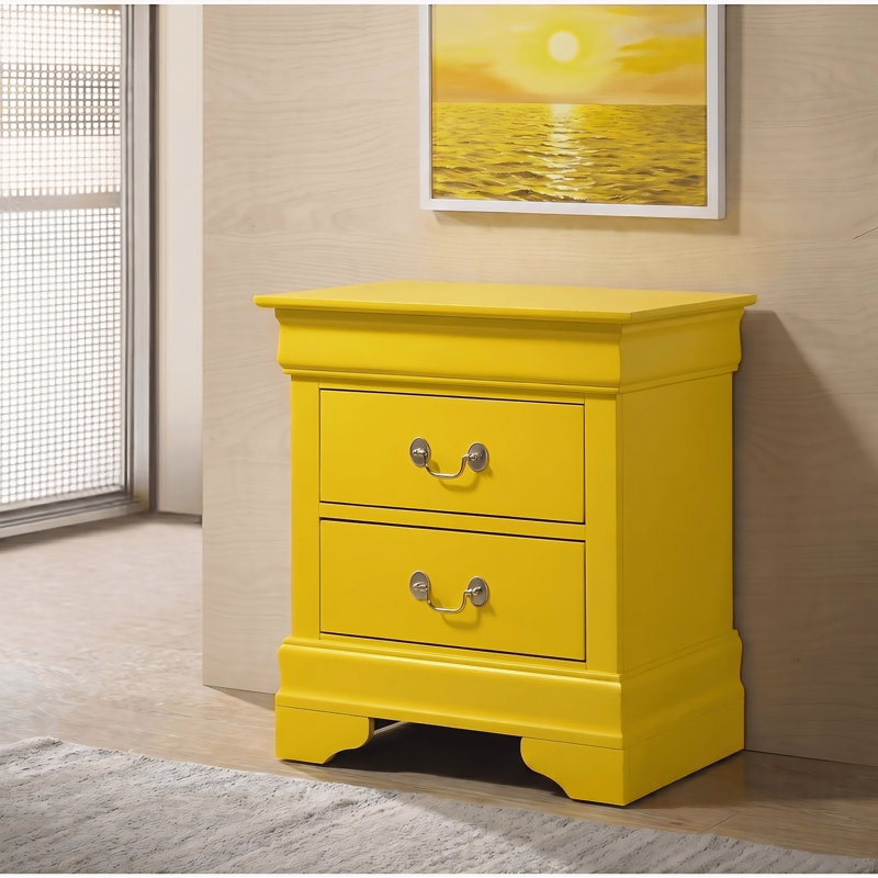 Ensemble de 2 tables de chevet jaunes 2 tiroirs Temara, Jaune