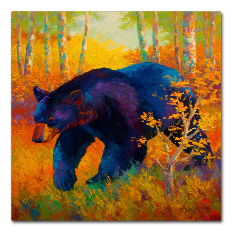 «In to Spring Black Bear» par Marion Rose, reproduction sur toile, H 14 po x l 14 po x P 2 po