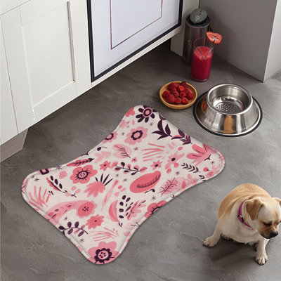 Pink Whimsies - 1 Piece Bone Shape Feeding Mat