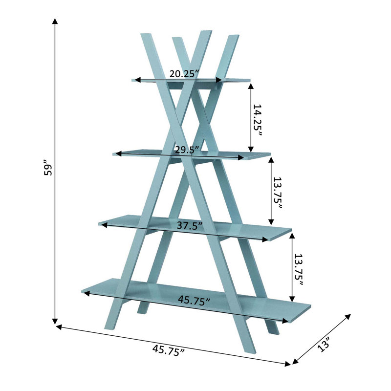 Darek Ladder Bookcase, Sea Foam
