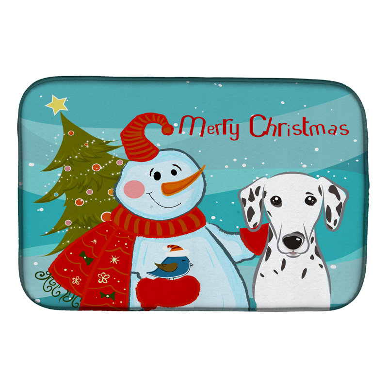 Tapis de séchage bonhomme de neige avec dalmatien
