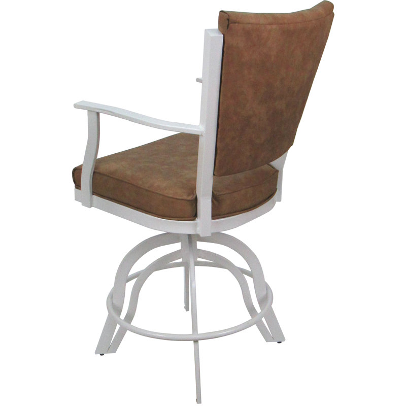 Tabouret de bar pivotant en métal Cocuzzo - Vinyle brun pacane, Vinyle brun / blanc, Bar Stool (30" Seat Height)