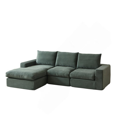 99-Inch L-Shaped Upholstered Sectional Sofa With Chaise, Three Pillows, And No Assembly Required For Modern Living Spaces