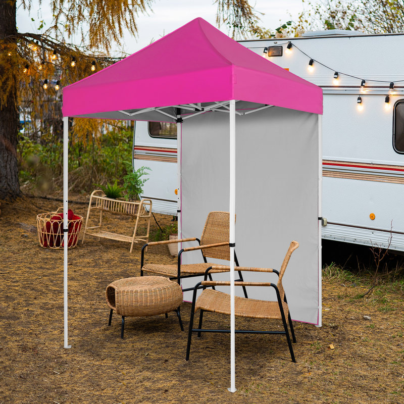 5 Ft. W x 5 Ft. D Steel Pop-Up Canopy Tent With Sunwall, Pink