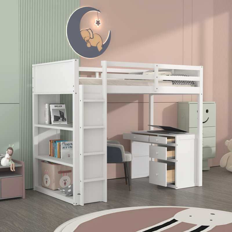 Lit mezzanine simple pour enfants Michale, Blanc