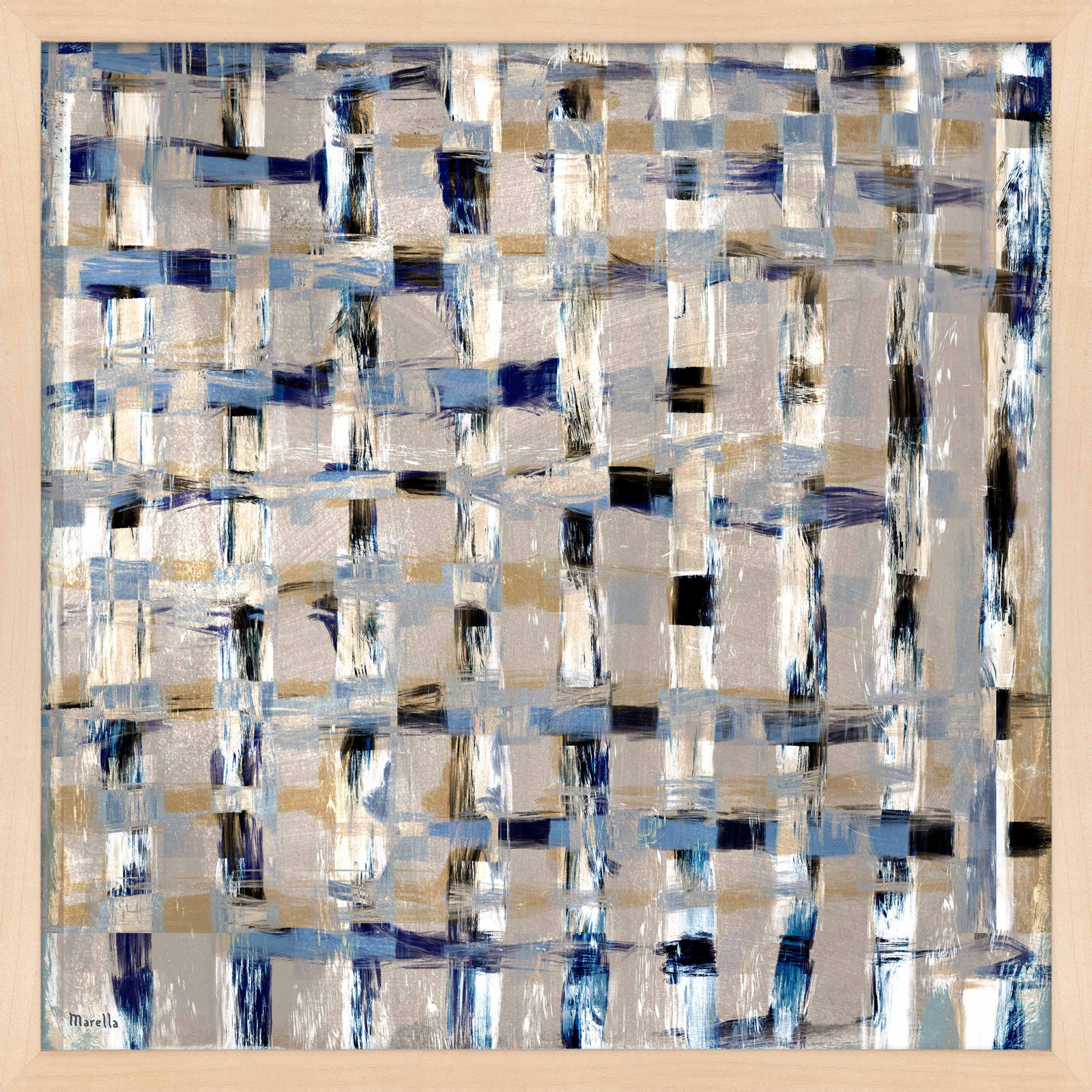 Weave Black by Marco Marella for Studio M - Framed Wall Art, 36" H x 36" W, Paper, Maple