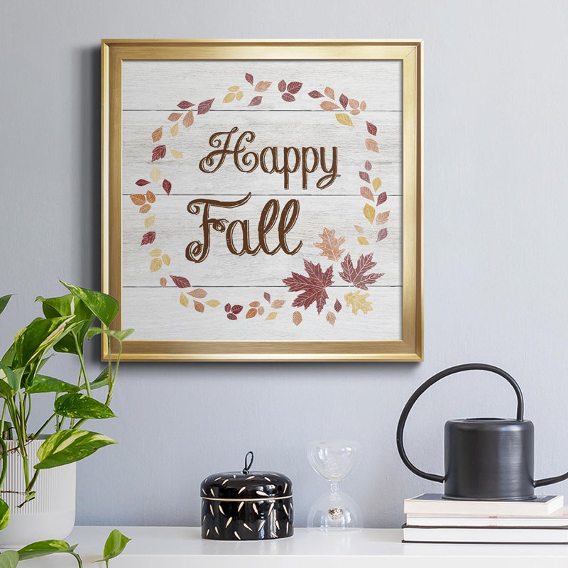 «Happy Fall», art textuel sur toile, Or, H 34,5 po x l 34,5 po x P 1,5 po