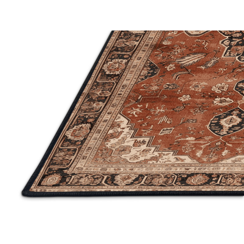 Machine Washable Persian Brown Area Rug, Square 5'