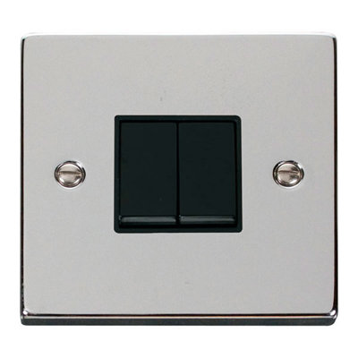 Polished Chrome 10A 2 Gang 2 Way Light Switch