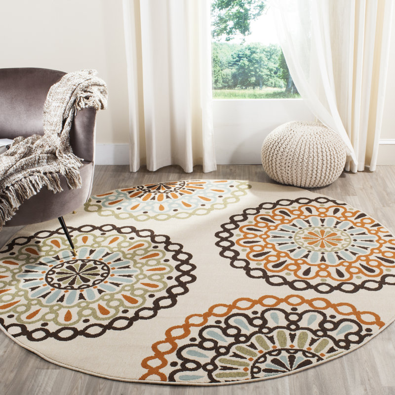 Tapis d'intérieur / extérieur à motif géométrique Centeno Performance, Rond 8 pi