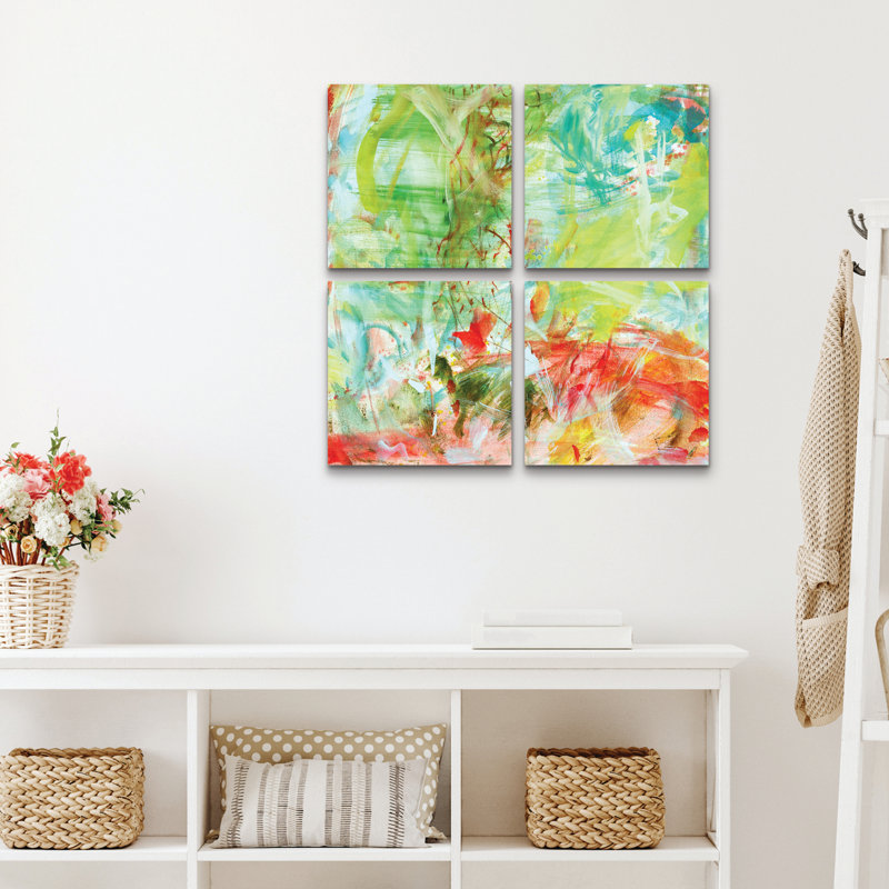 Ensemble de 4 panneaux muraux - Eva Galonska «Ahnung», art mural sur toile pour le salon, la chambre à coucher ou le bureau 
