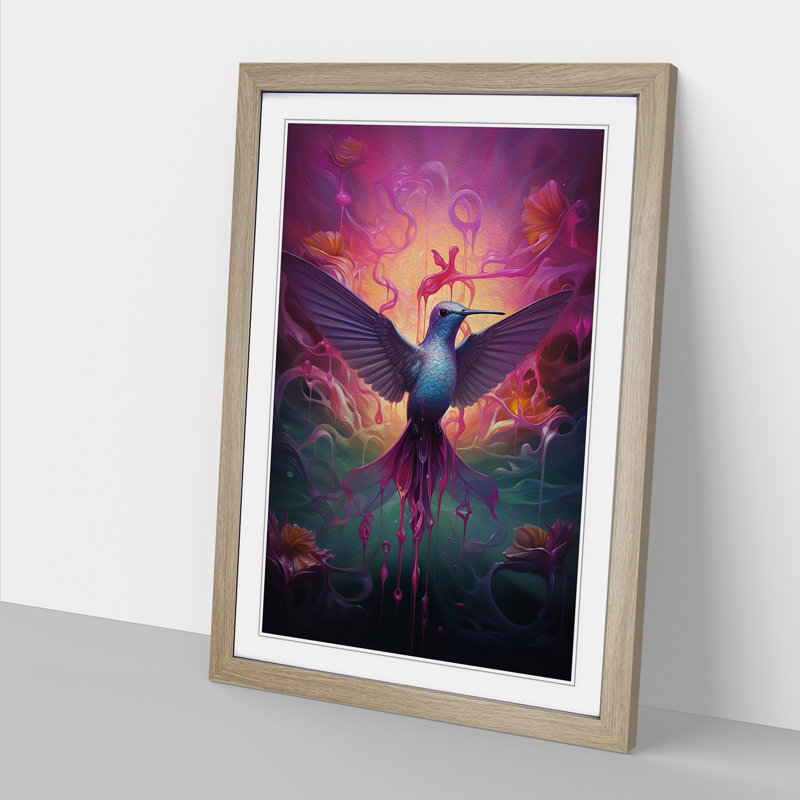 Hummingbird Surrealism No.2 - Framed Print, Oak Framed, 46cm H x 34cm W x 2cm D