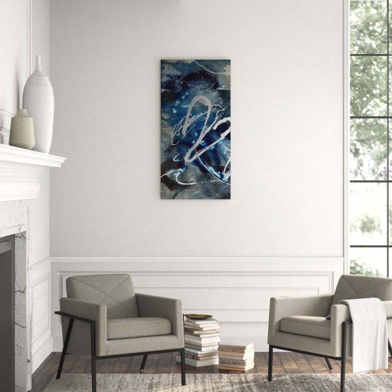 Blue Fin I Painting by Sara Brown, Glass Coat, 72" H x 36" W