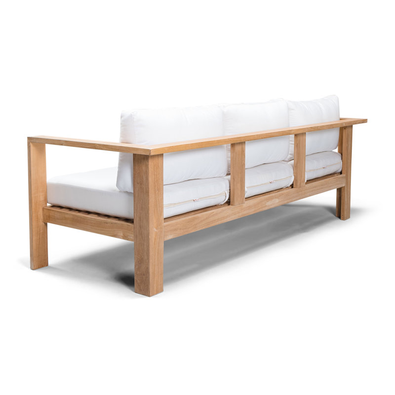 Ando Teak Patio Sofa with Sunbrella Cushions, Canvas Natural Sunbrella® Canvas