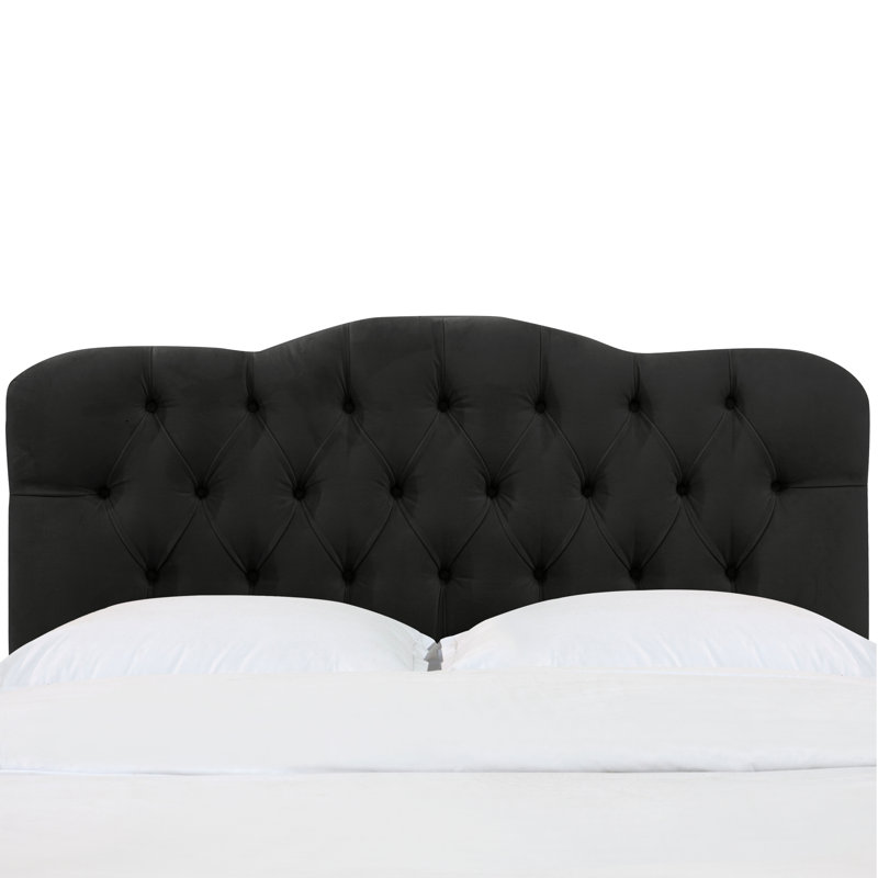 Tête de lit tapissier Rodan, Très grand, Velours performance noir classique