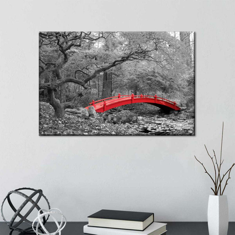 Pont de jardin japonais Pop sur impression sur toile, H 34 po x l 51 po x P 1,25 po