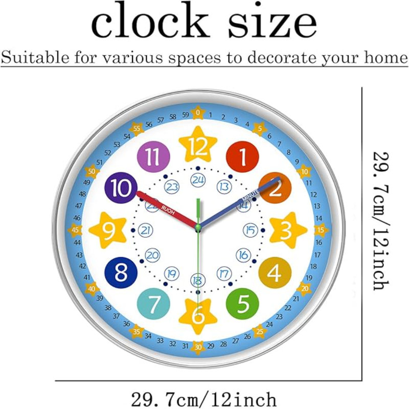 Petite horloge murale en plastique pour enfants XFM