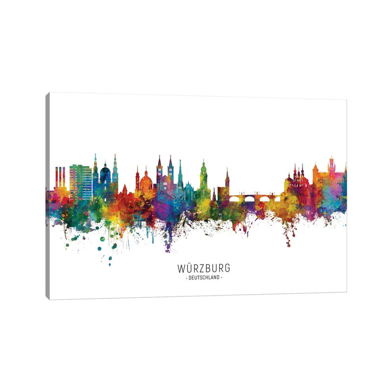 Wurzburg Deutschland Skyline City Name by Michael Tompsett - Wrapped Canvas Gallery-Wrapped Canvas Giclée