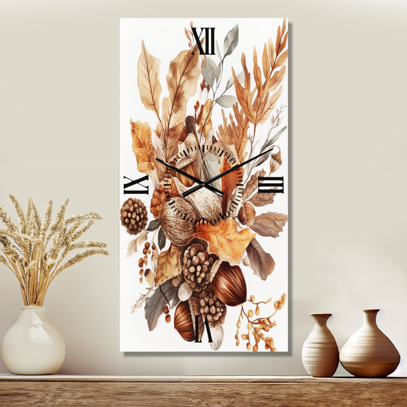 Collection Gland du cueilleur I - Horloge murale en métal de style campagne, H 32 po x l 16 po - Rectangle