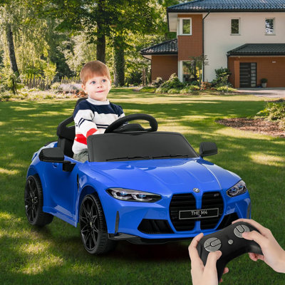 12V Licensed BMW M4 Kids Ride On Car, Electric Vehicle w/Remote Control, 3 Speeds, Bluetooth, MP3, LED Lights
