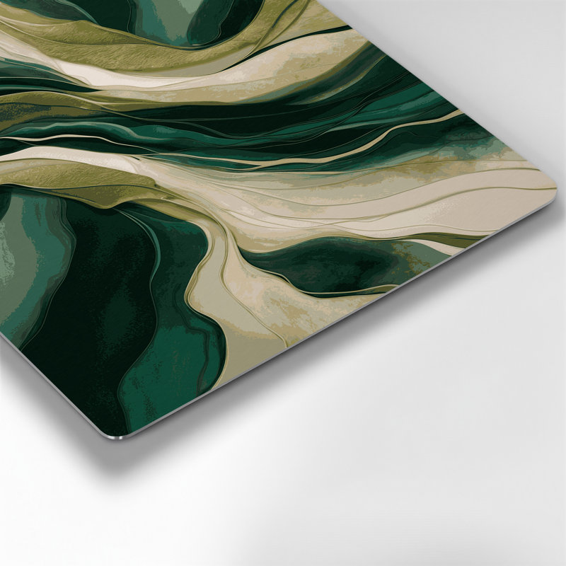 Art mural abstrait en métal vert 43, H 20 po x l 24 po