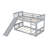 Twin Over Twin Bunk Bed With Slide And Ladder, Gray-1160525718