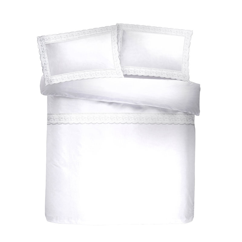 Highlawn Polyester Solid Colour Duvet Cover Set with Pillowcases, White, Double Duvet Cover + 2 Standard Pillowcases