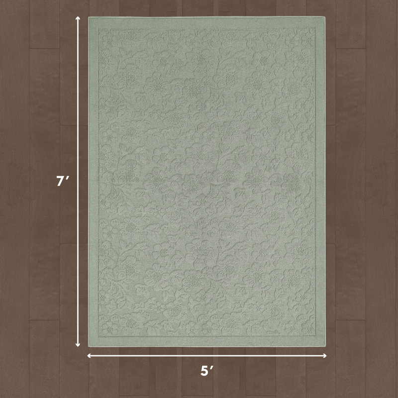 Laura Ashley Rosemoor Hi-Low Tufted Rugs, Sage, Rectangle 5' x 7'