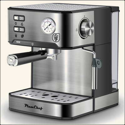 Plumchef Espresso Machine 20 Bar Professional Compact Household Coffee Espresso Maker With Milk Frother Steam Wand Pressure Gauge 54Oz Water Tank Low Noise And Fast Coffee Machine For Cappuccino Latte