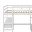 Lit mezzanine double avec bureau intégré, deux tiroirs, compartiments de rangement et tiroirs supplémentaires