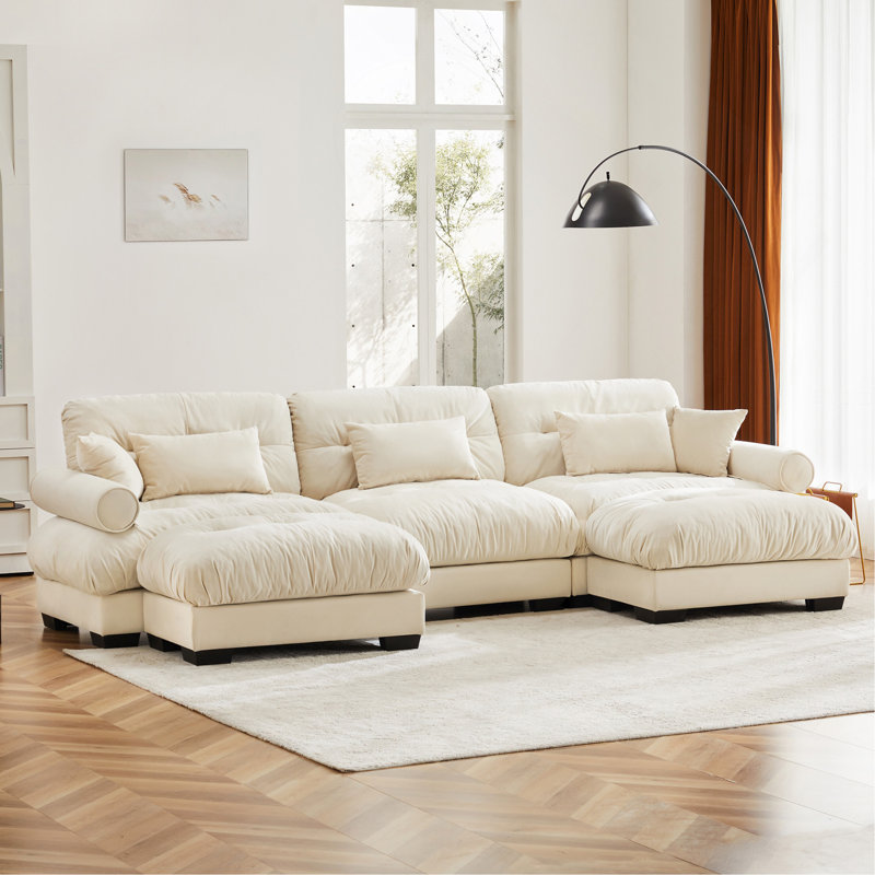 Canapé en velours conforme CAL117, Bleu, H 33,4 po x l 130 po x P 37 po