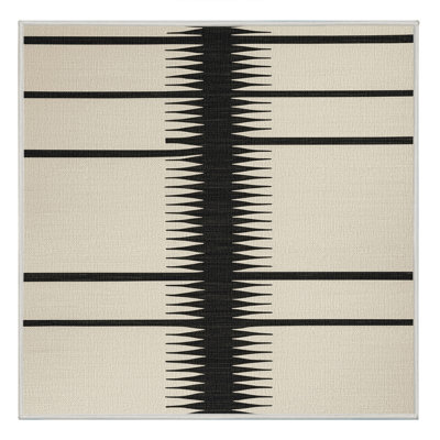 Washable Ivory Charcoal Striped Area Rug